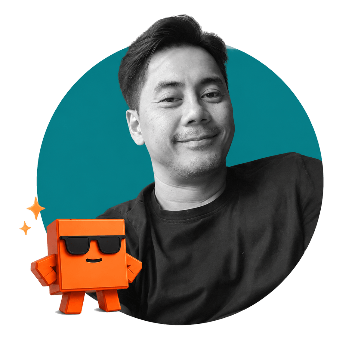William Tran with the williamtranQA mascot